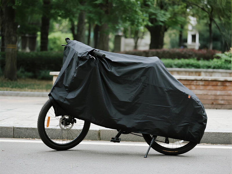 Close-up of Oxford fabric bicycle cover showing durable construction