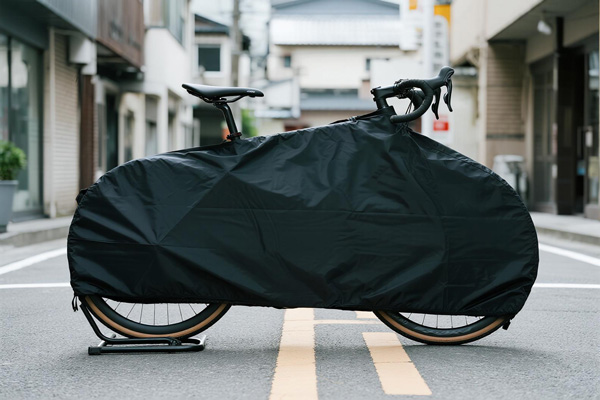 Covered road bicycle in urban setting