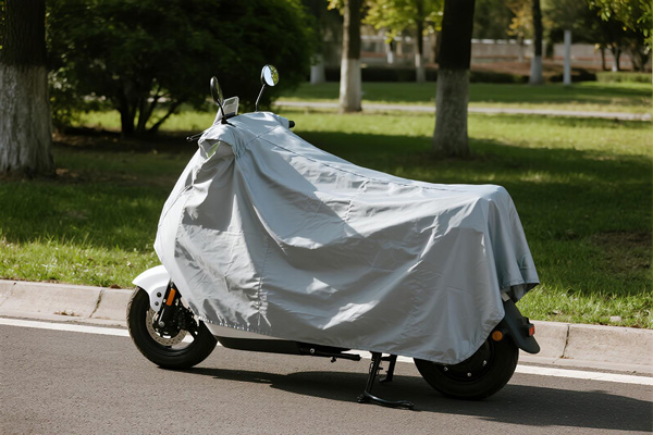 Covered electric bicycle showing battery protection