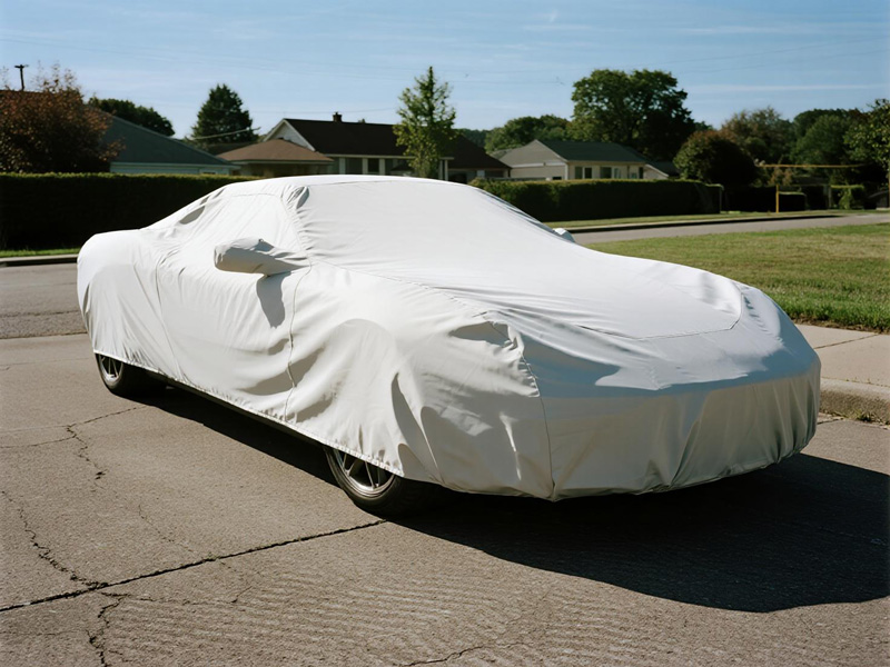 Close-up of Oxford fabric car cover showing multi-layer construction