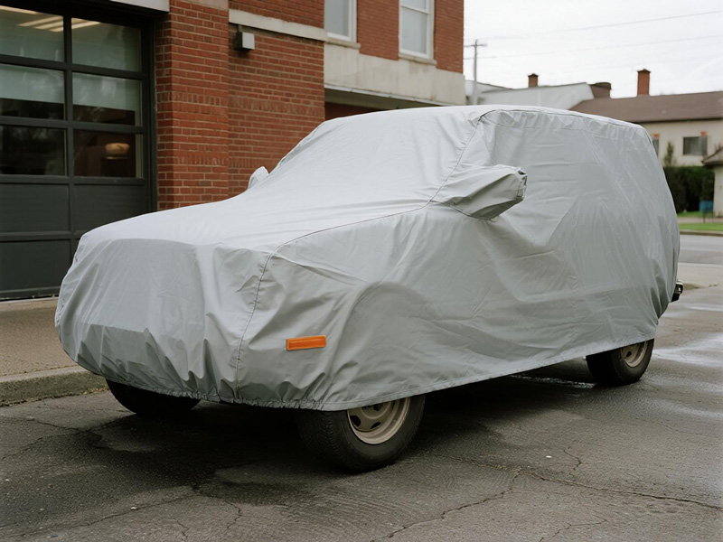 Car cover showing secure fit and design features