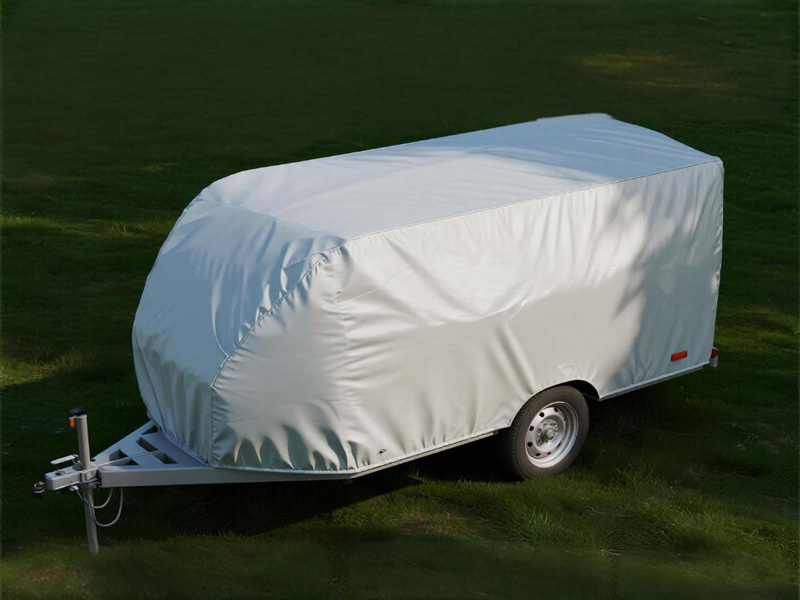 Close-up of Oxford fabric trailer cover texture and weave