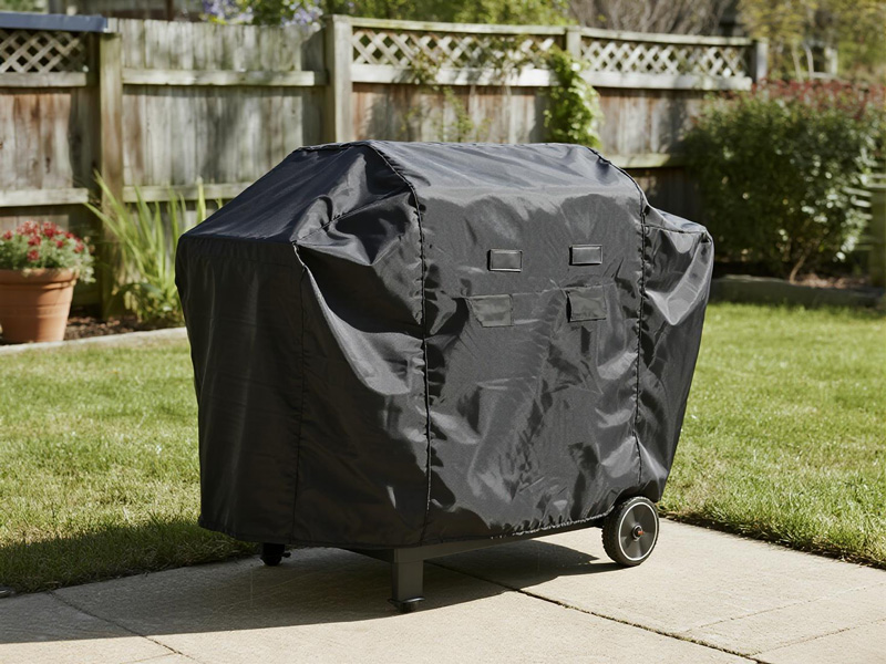 Grill cover showing secure fit and design features