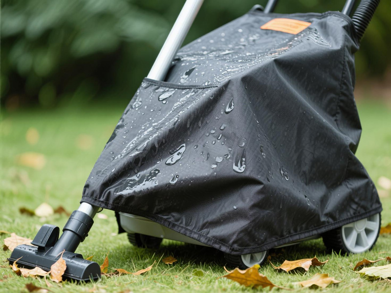 Close-up of Oxford fabric garden equipment cover showing durable construction
