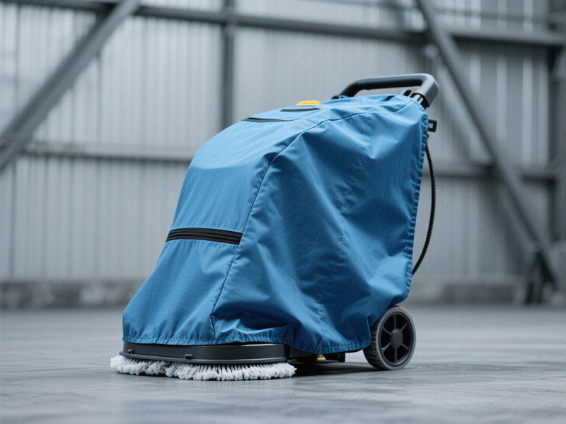 Garden equipment cover showing secure fit on lawn mower