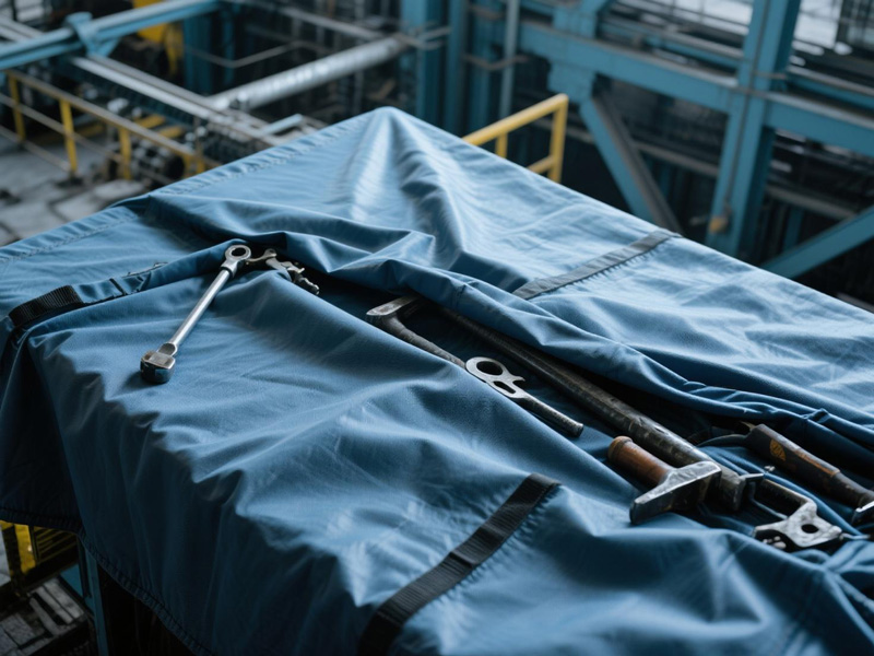 Multiple machines covered in factory environment