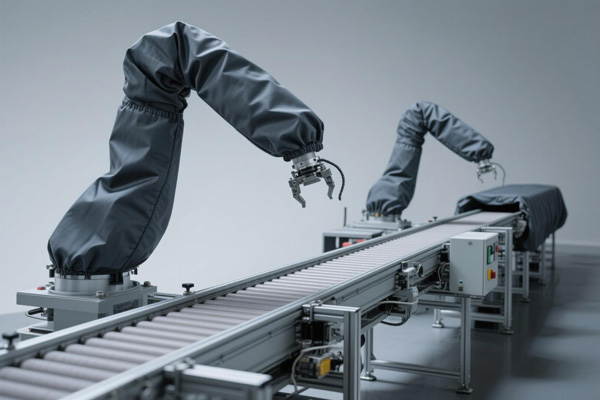 Production line equipment with protective covers