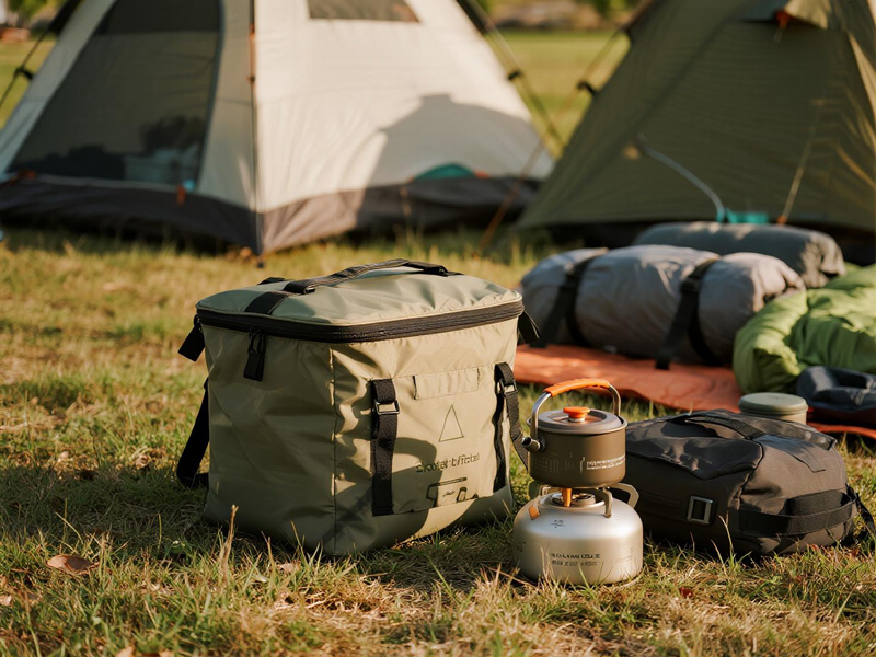 Storage cover folded into compact carry pouch