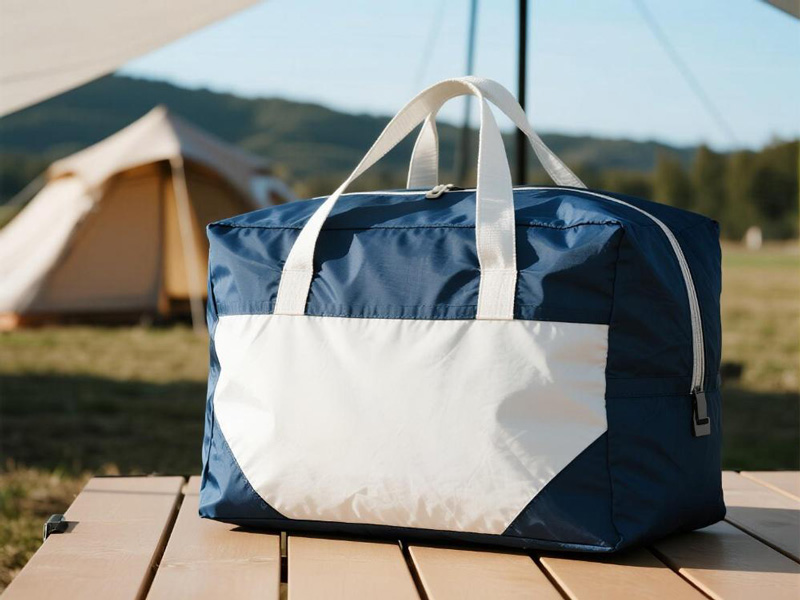 Close-up of compartment dividers in tent accessory cover