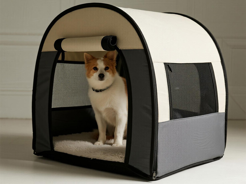 Close-up of Oxford fabric pet bed cover showing waterproof features and construction