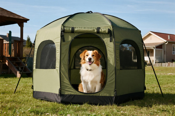 Pet bed cover in backyard setting