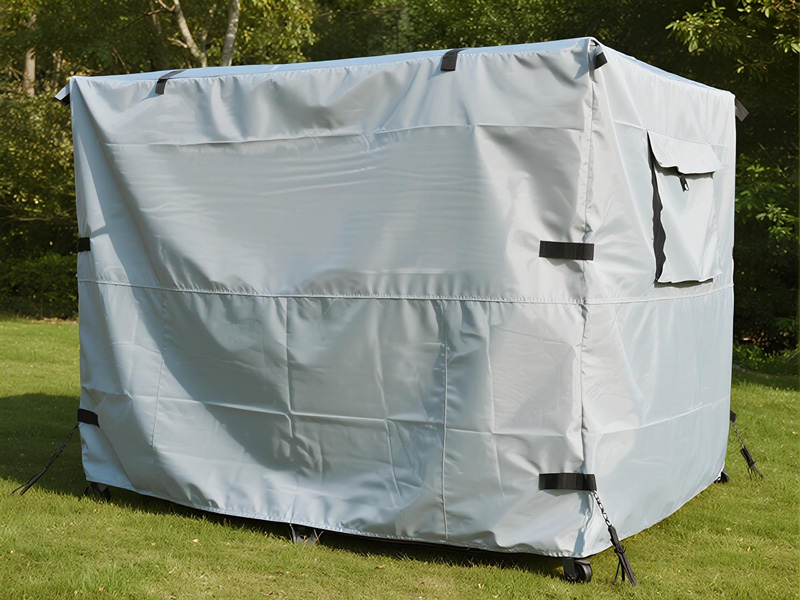 Truck loaded with cargo covered by Oxford fabric transport cover