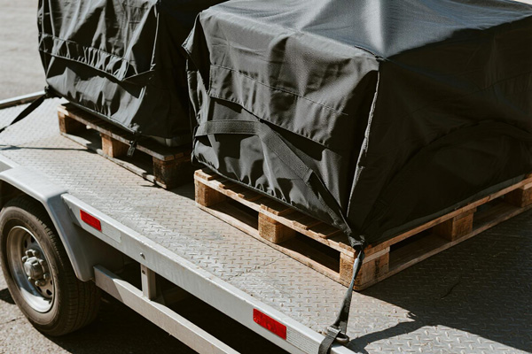 Semi-truck with covered cargo