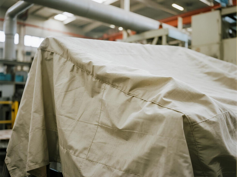 Close-up of polyester fabric showing dust resistance