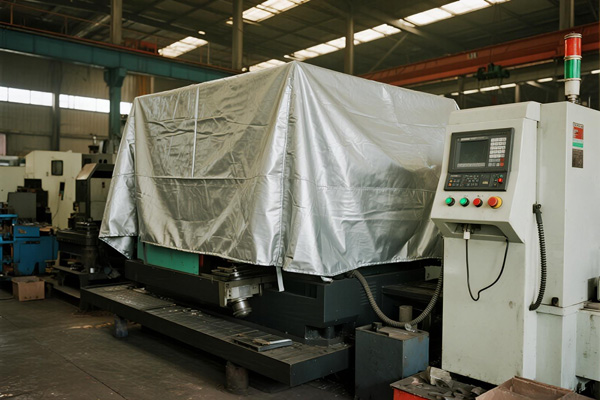 CNC machine covered with dust protector