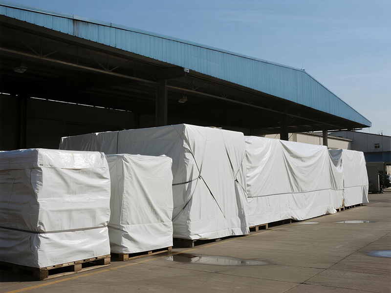 Outdoor stacked goods covered with waterproof polyester cargo cover