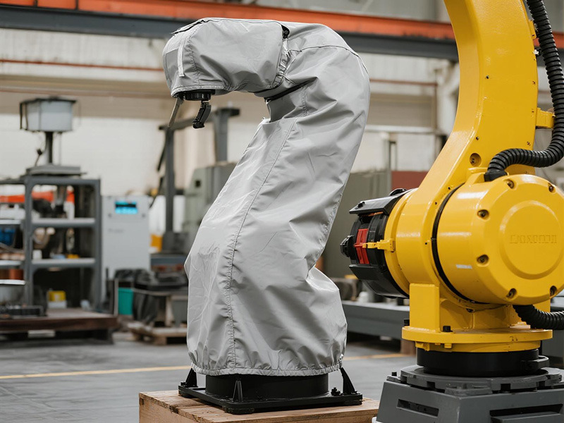 Excavator covered with heavy-duty polyester storage cover