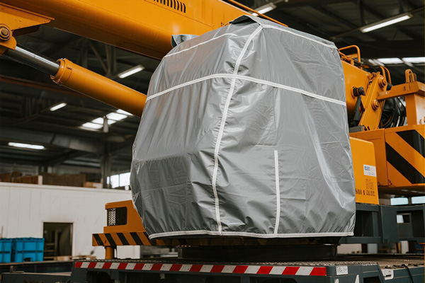 Crane with protective storage cover