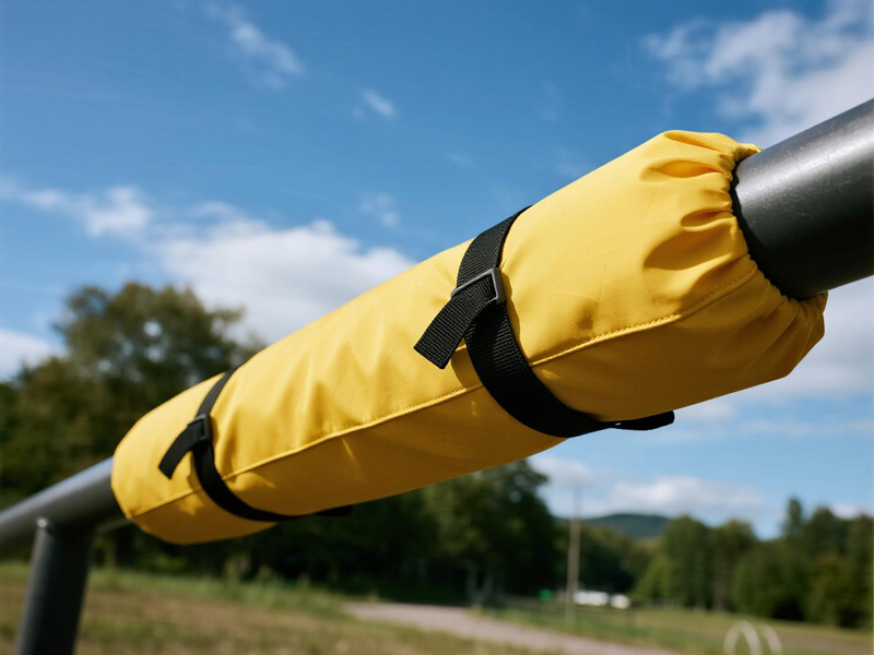 Close-up of durable polyester fabric with water-resistant coating for equipment covers