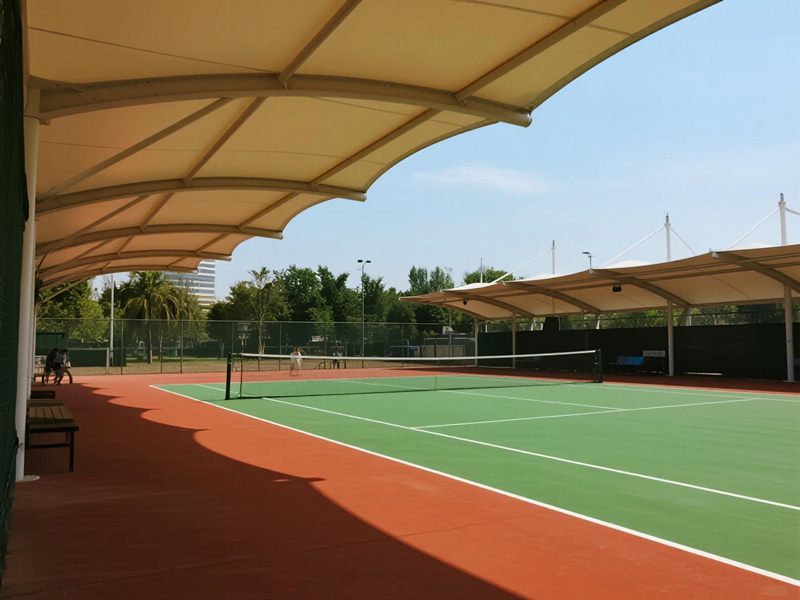 Close-up of high-density polyester shade fabric showing durability and UV protection features