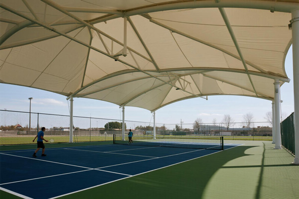 Multi-sport facility with modular shade system