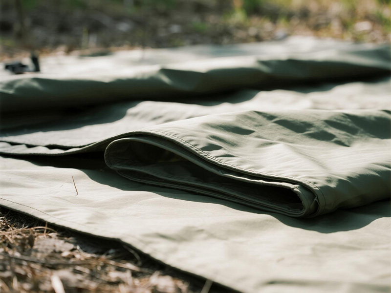Waterproof tarp showing water beading on surface