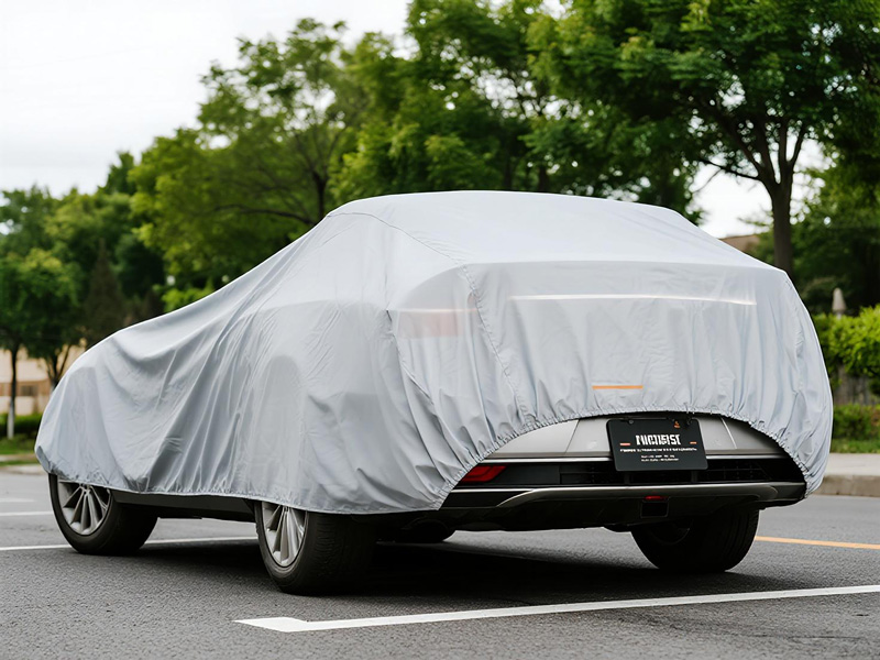 Close-up of car cover fabric showing durability