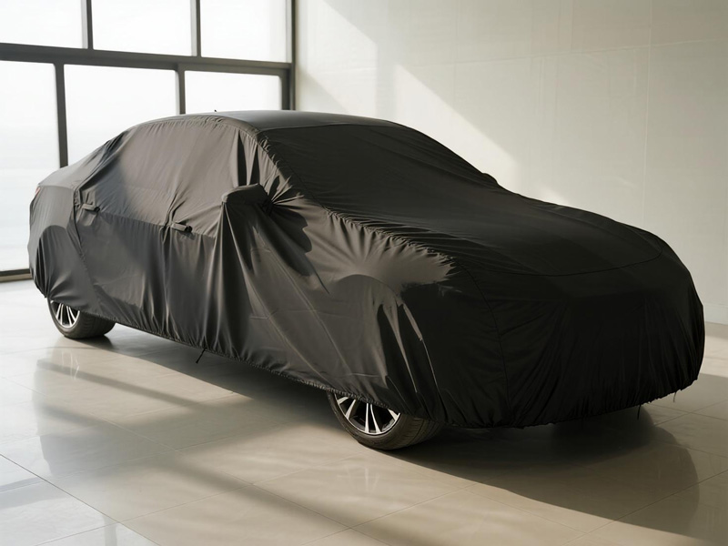 Close-up of car cover fabric showing durable weave and protective coating