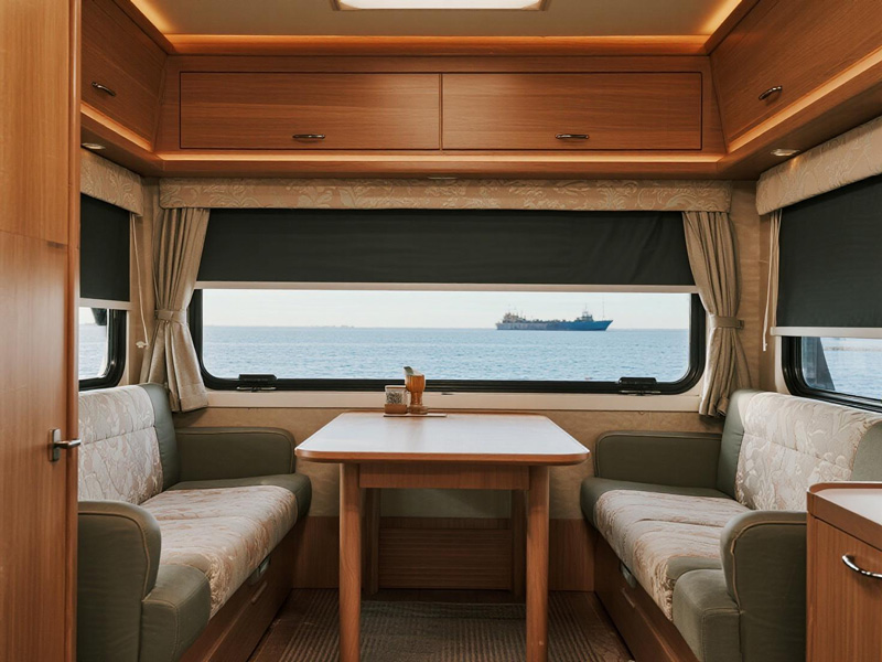 Matching fabric used for RV cushions and curtains