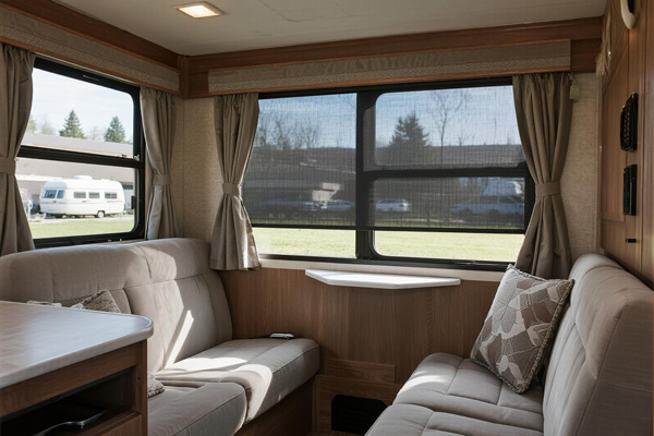 RV upholstery and cushions with matching fabric