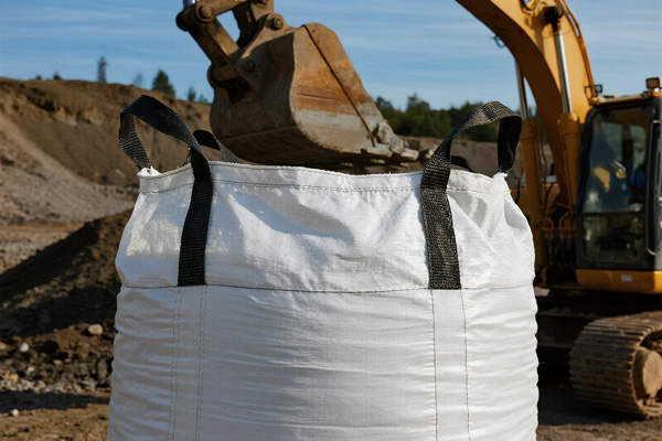 Cargo bags filled with construction materials