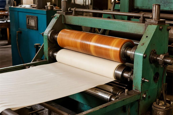 PVC fabric coating process using knife coating method