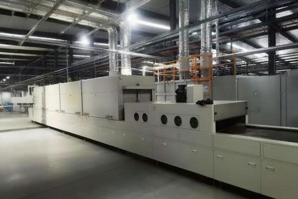 PVC fabric curing process in industrial oven