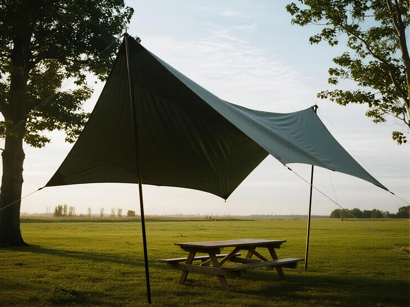 Different sizes of Oxford fabric canopies set up in park